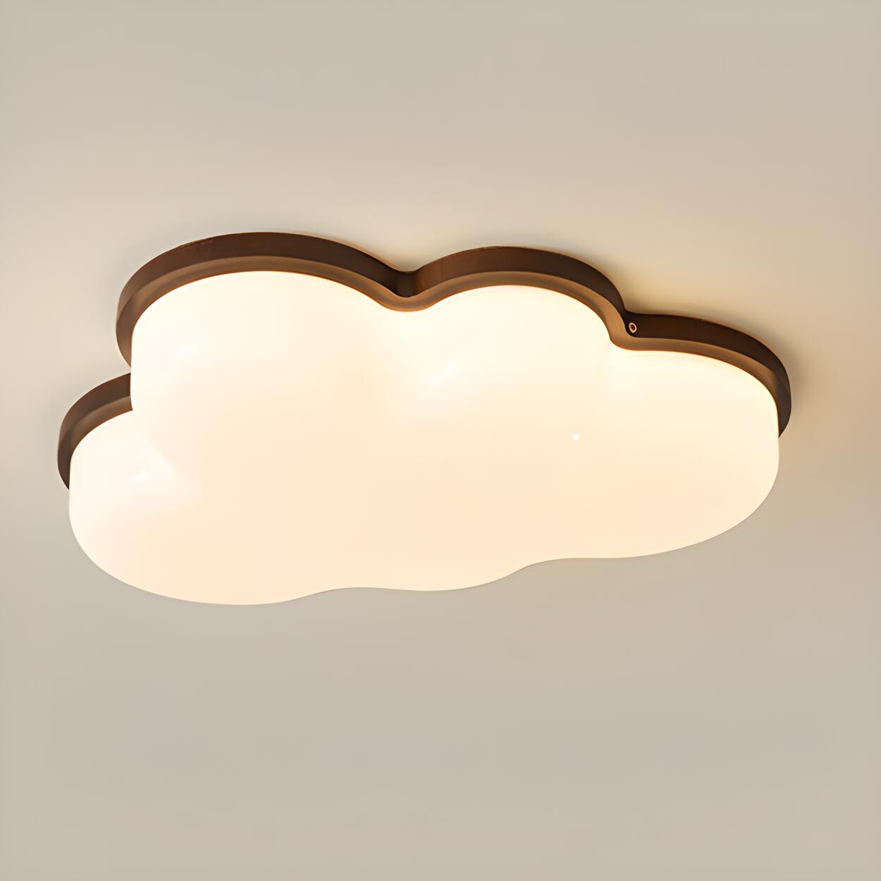 Modern Cloud-Shaped Wood Resin Flush Mount Ceiling Lamp