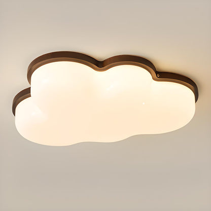 Modern Cloud-Shaped Wood Resin Flush Mount Ceiling Lamp