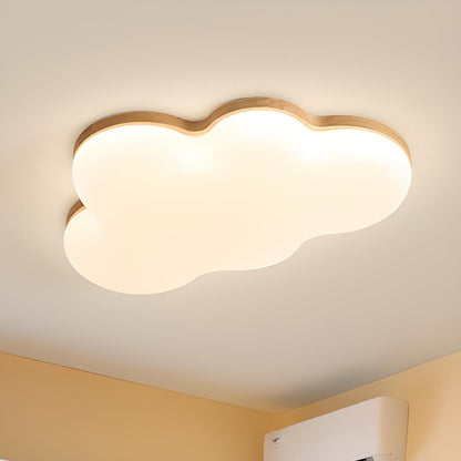 Modern Cloud-Shaped Wood Resin Flush Mount Ceiling Lamp