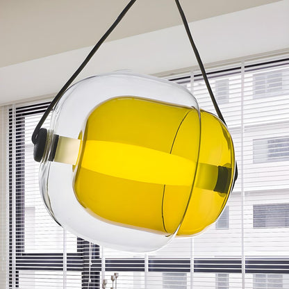 Modern Colorful Transparent Glass Orb Yellow Pendant Light