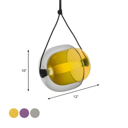 Modern Colorful Transparent Glass Orb Yellow Pendant Light