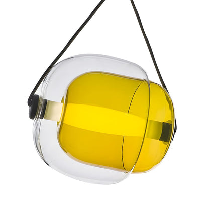 Modern Colorful Transparent Glass Orb Yellow Pendant Light