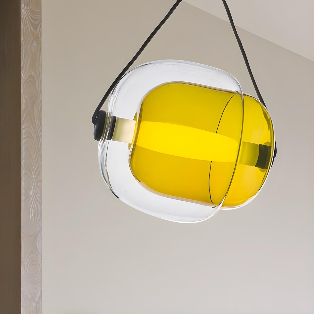 Modern Colorful Transparent Glass Orb Yellow Pendant Light