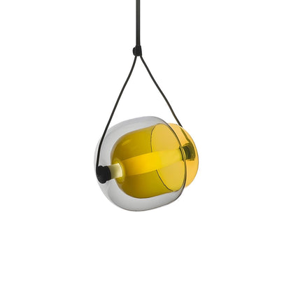 Modern Colorful Transparent Glass Orb Yellow Pendant Light