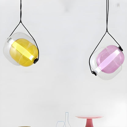 Modern Colorful Transparent Glass Orb Yellow Pendant Light