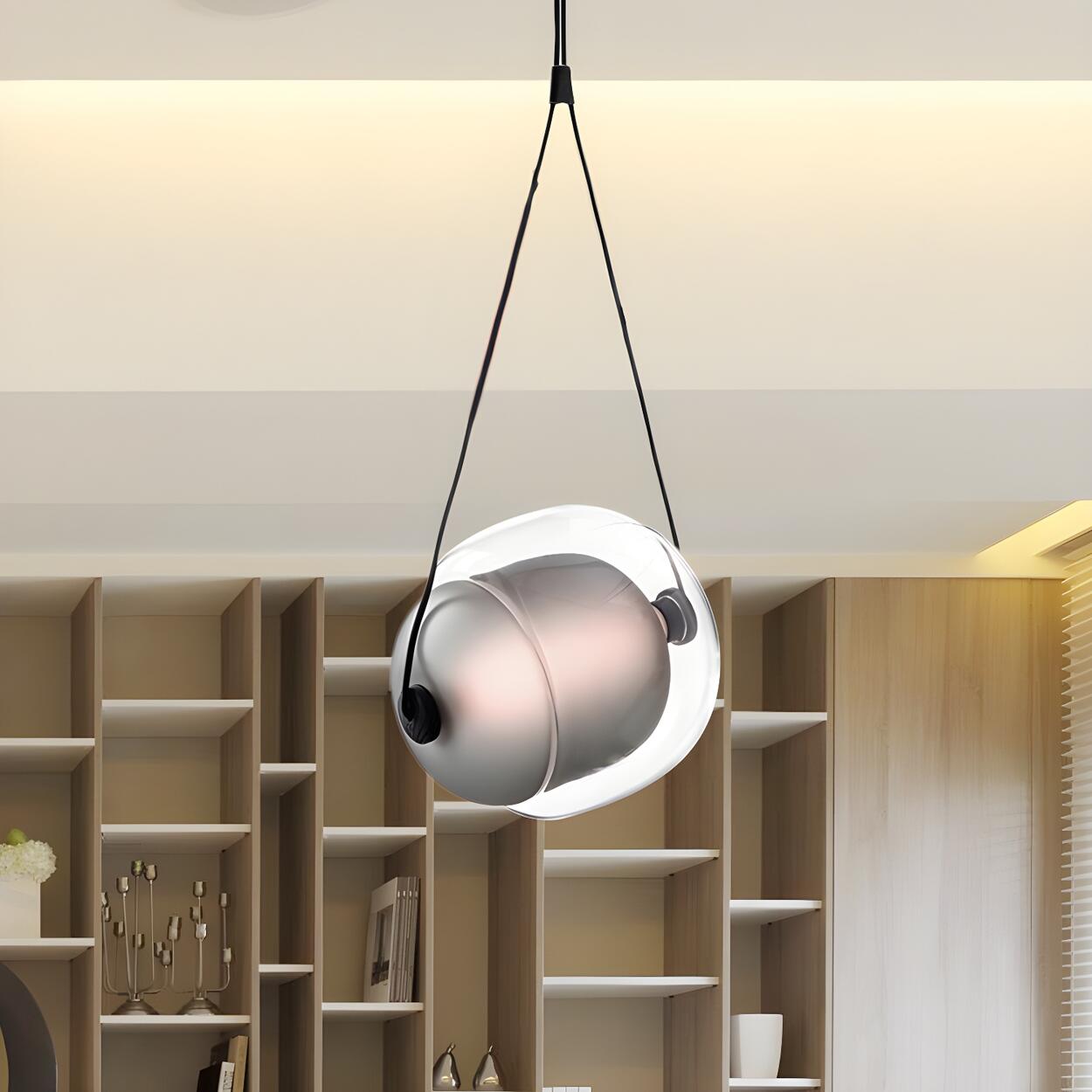 Modern Colorful Transparent Glass Orb Yellow Pendant Light