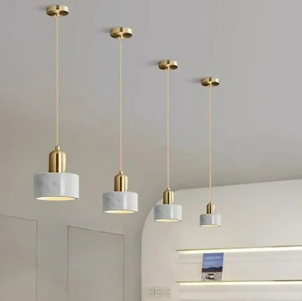 Modern Cylinder Marble Dining Room Pendant Light