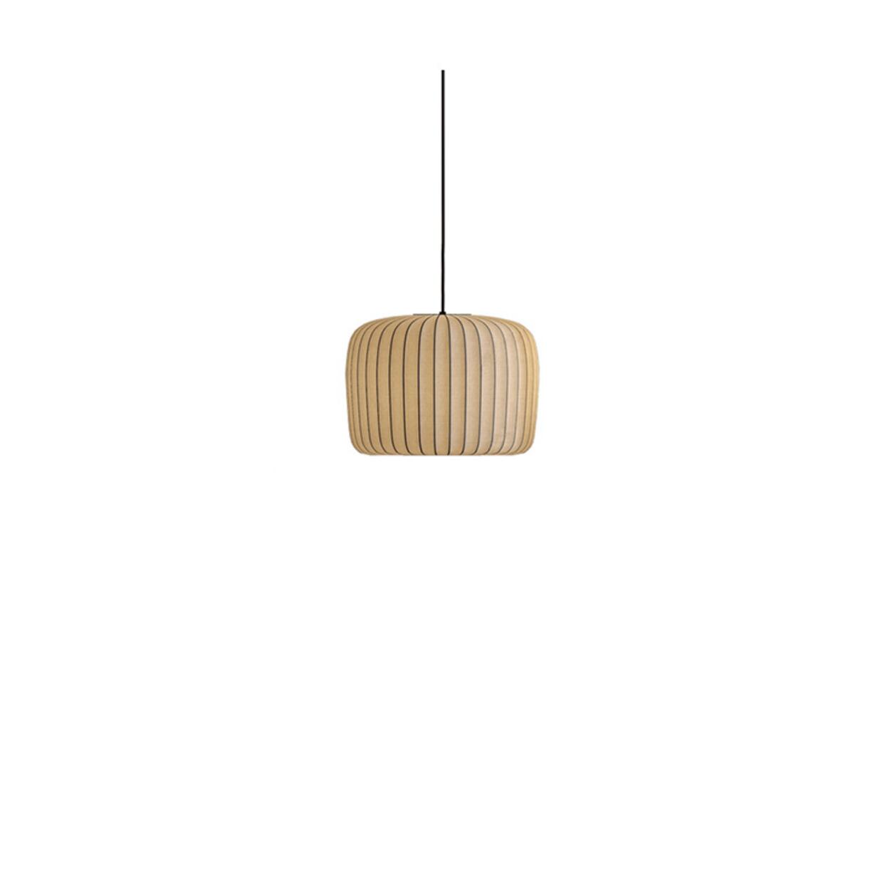 Modern Cylinder White Fabric Pendant Light Flexible Length