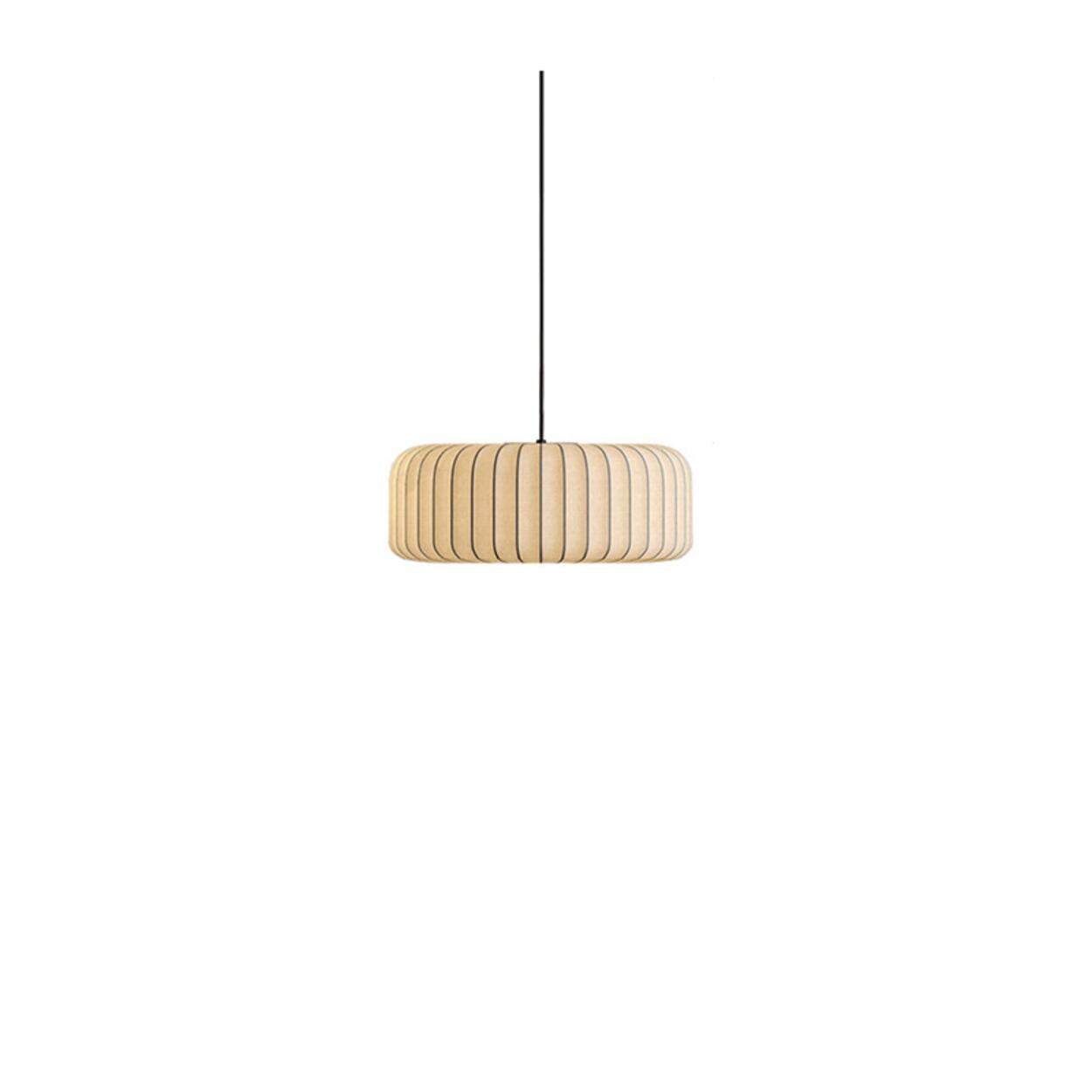 Modern Cylinder White Fabric Pendant Light Flexible Length