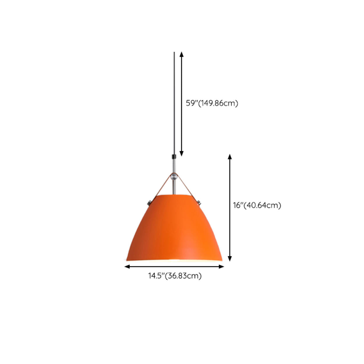 Modern Dome Orange Pendant Light Adjustable Height