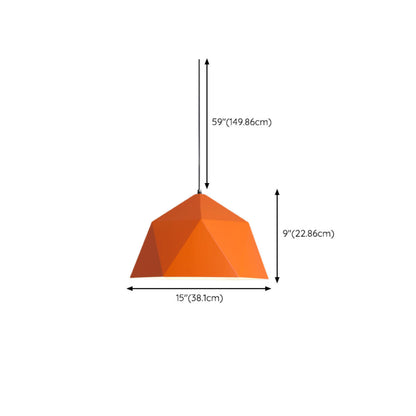 Modern Dome Orange Pendant Light Adjustable Height