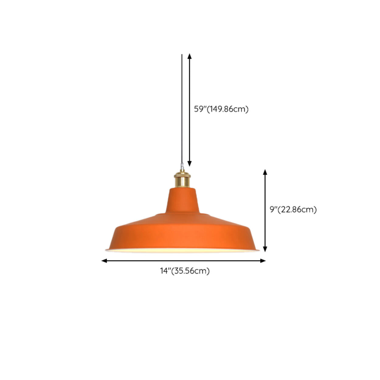 Modern Dome Orange Pendant Light Adjustable Height