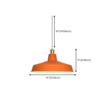 Modern Dome Orange Pendant Light Adjustable Height