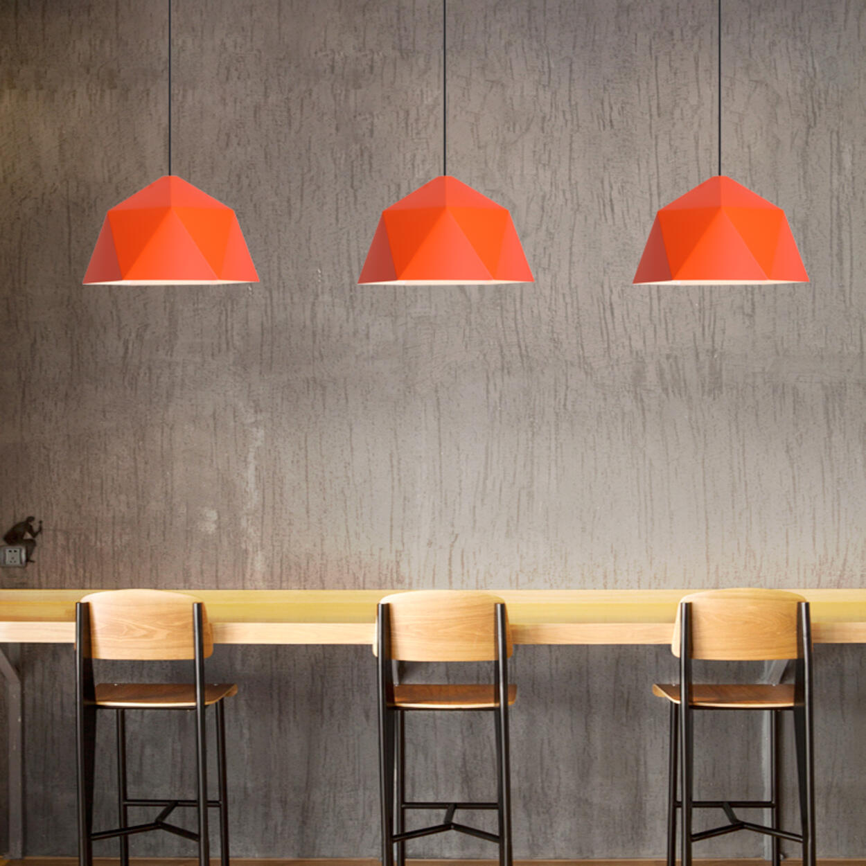 Modern Dome Orange Pendant Light Adjustable Height