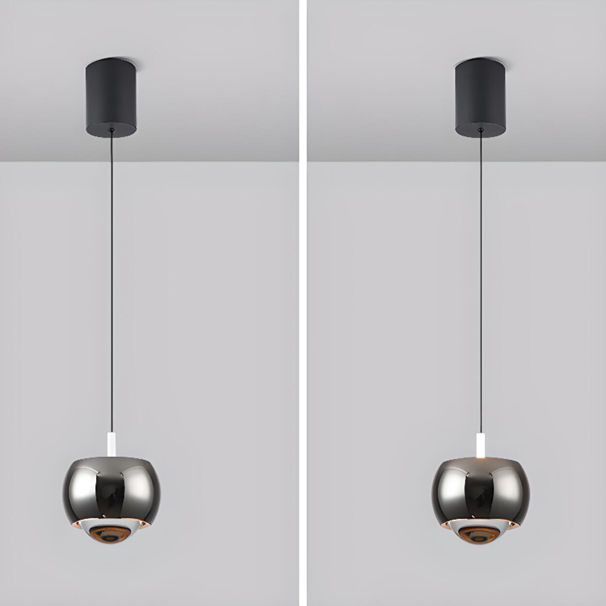 Modern Double Glass Ball Led Pendant Light Adjustable Cord