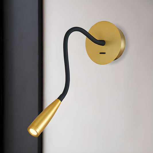 Modern Flexible Gooseneck Gold LED Metal Wall Sconce