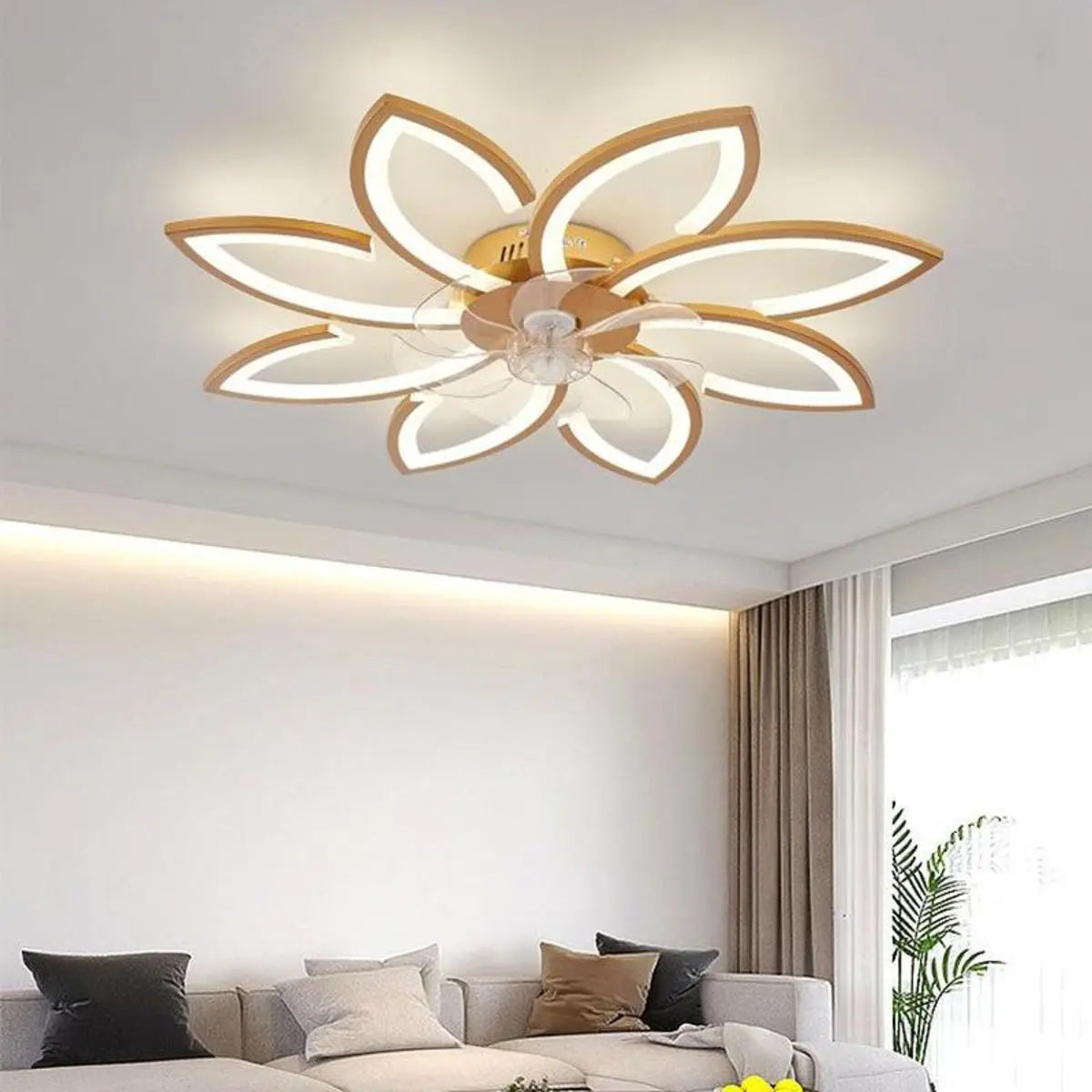 Modern Flower Shaped Dimming Ceiling Fan with LED Light