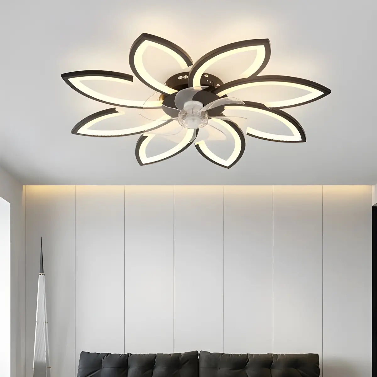 Modern Flower Shaped Dimming Ceiling Fan with LED Light