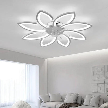 Modern Flower Shaped Dimming Ceiling Fan with LED Light