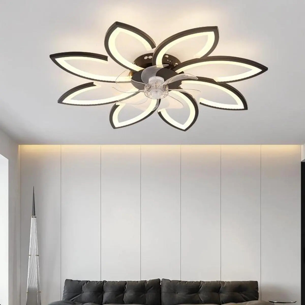 Modern Flower Shaped Dimming Ceiling Fan with LED Light