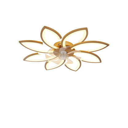 Modern Flower Shaped Dimming Ceiling Fan with LED Light