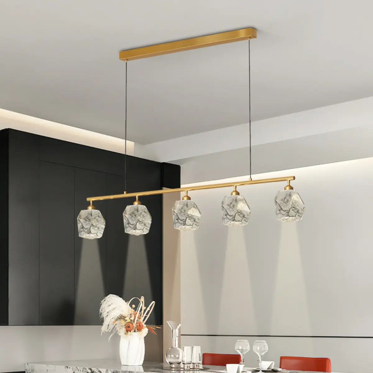 Modern Geometric Gold Pendant Light Kitchen Island Large