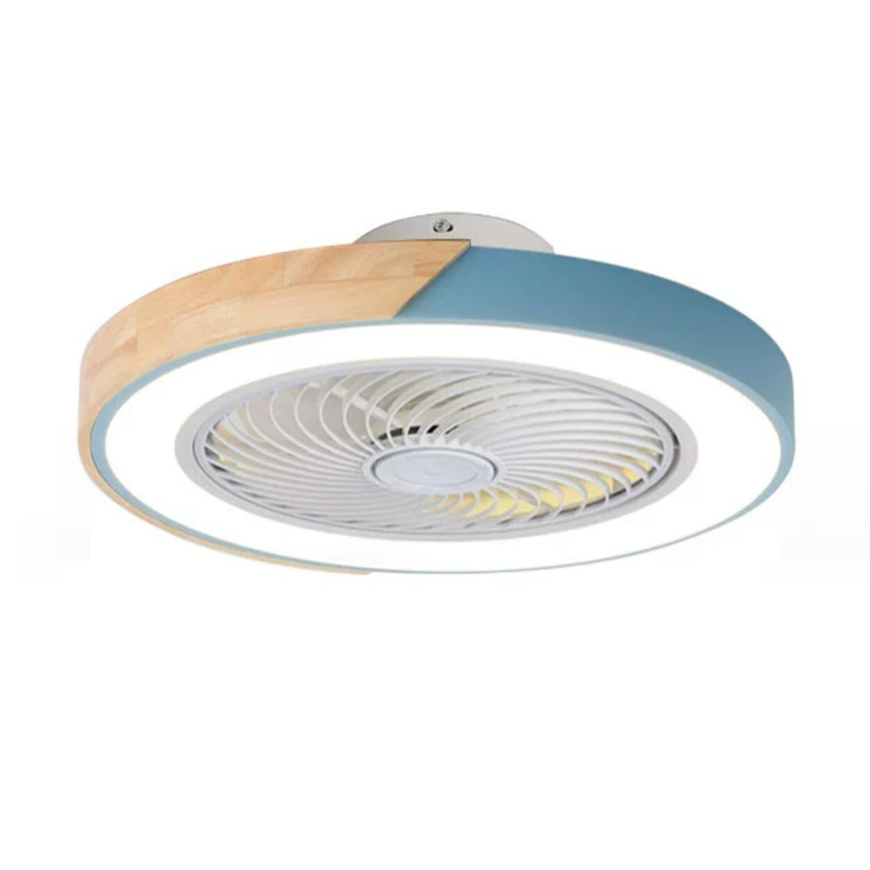 Modern Geometric Wood Finish LED Ceiling Fan with Light