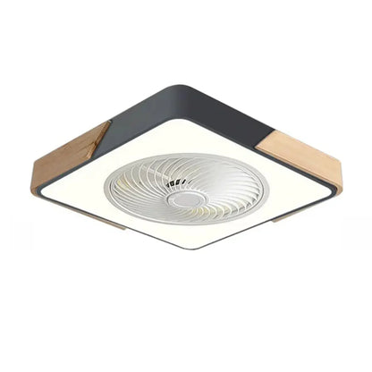 Modern Geometric Wood Finish LED Ceiling Fan with Light