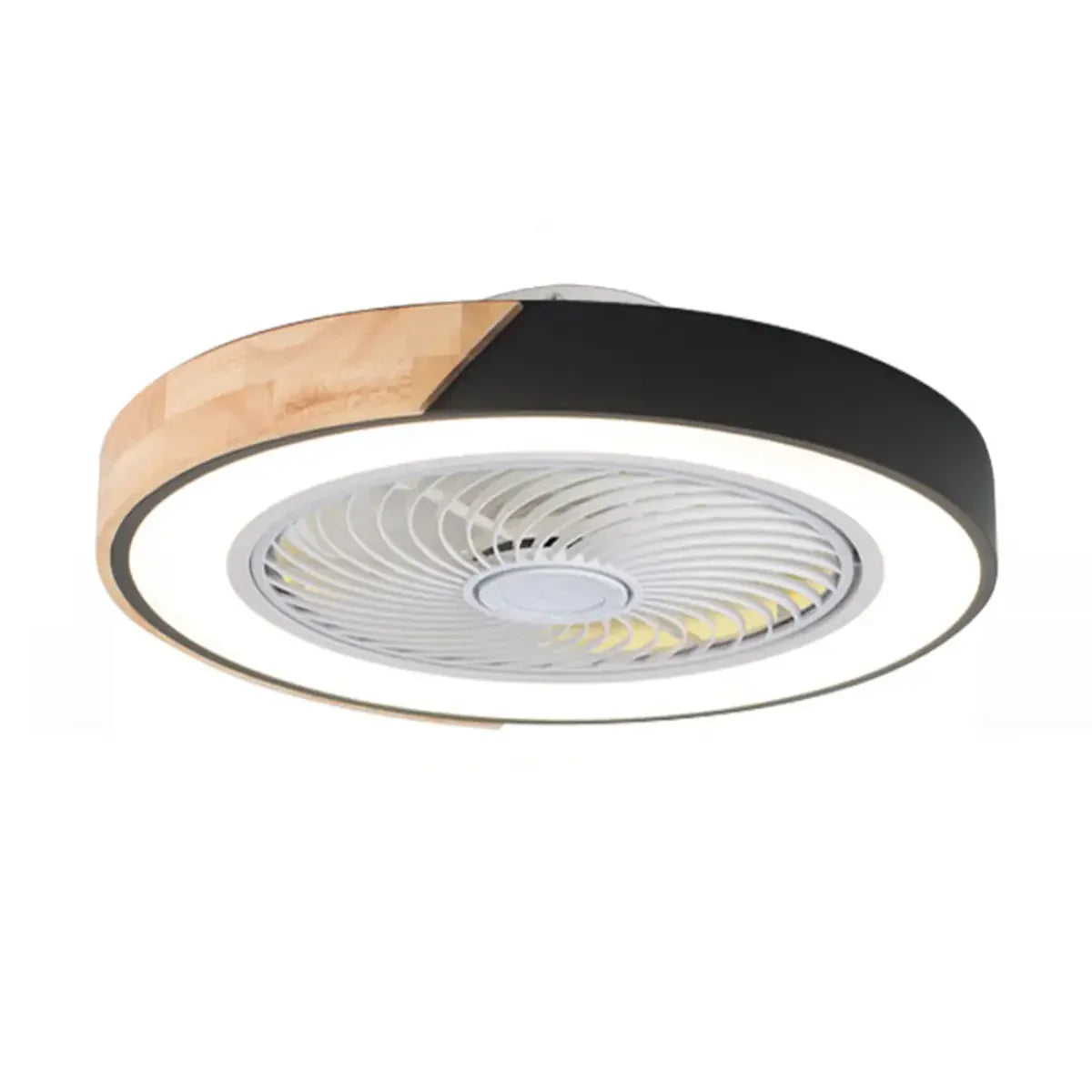 Modern Geometric Wood Finish LED Ceiling Fan with Light