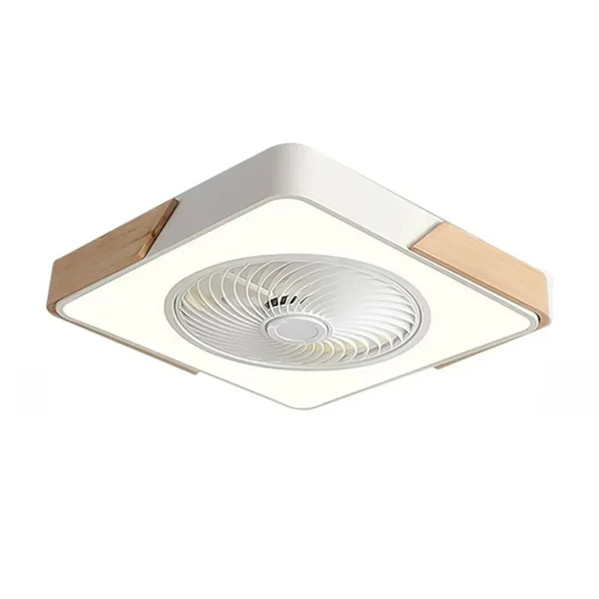 Modern Geometric Wood Finish LED Ceiling Fan with Light