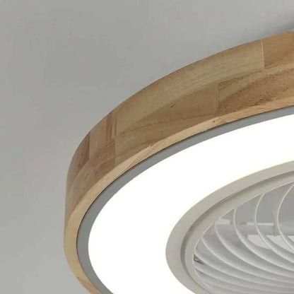 Modern Geometric Wood Finish LED Ceiling Fan with Light