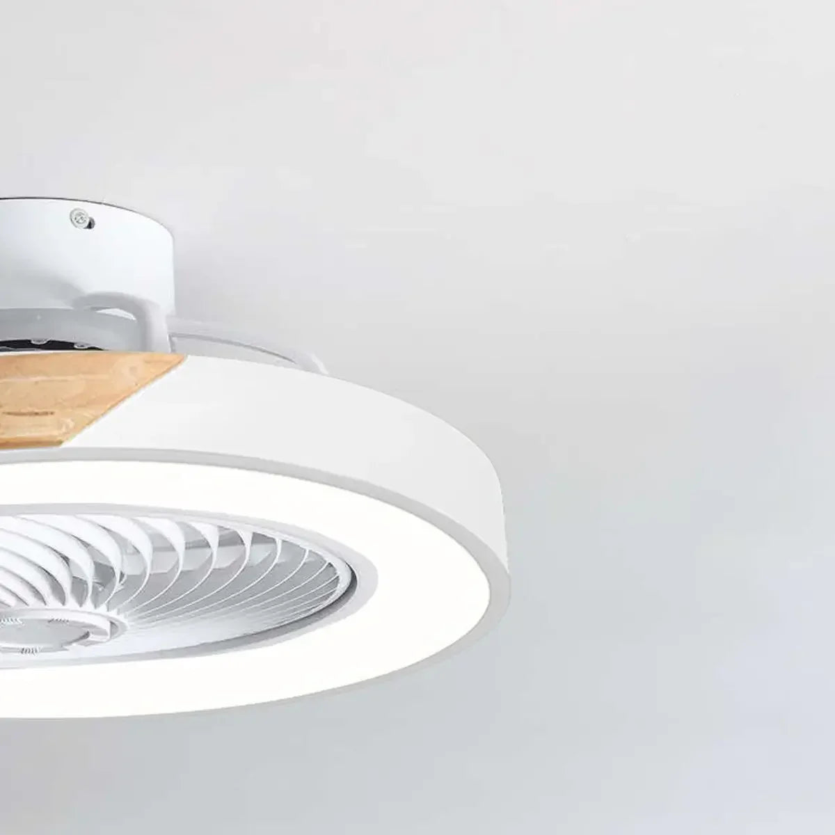 Modern Geometric Wood Finish LED Ceiling Fan with Light