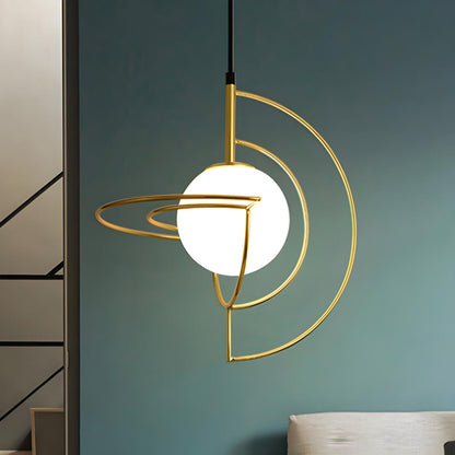 Modern Glass Globe Dining Room Wire Frame Pendant Light