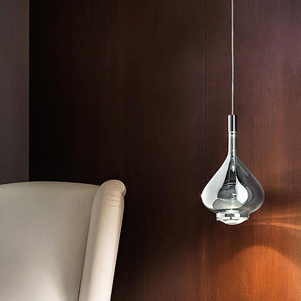 Modern Glass Teardrop LED Pendant Light Flexible Length