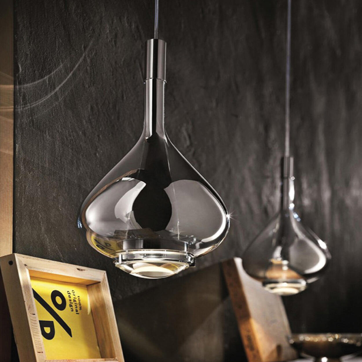 Modern Glass Teardrop LED Pendant Light Flexible Length