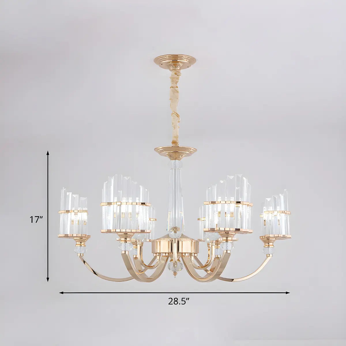 Modern Gold Clear Crystal Prism Pendant Chandelier