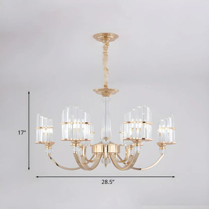 Modern Gold Clear Crystal Prism Pendant Chandelier