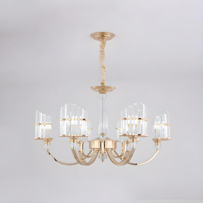 Modern Gold Clear Crystal Prism Pendant Chandelier