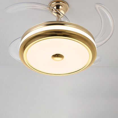 Modern Gold Retractable Chandelier Fan with Light