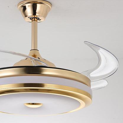 Modern Gold Retractable Chandelier Fan with Light