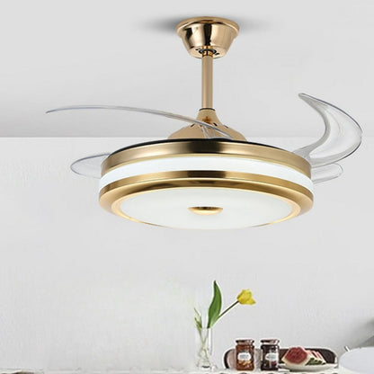 Modern Gold Retractable Chandelier Fan with Light