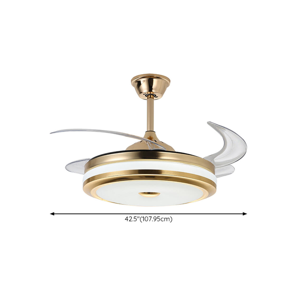 Modern Gold Retractable Chandelier Fan with Light