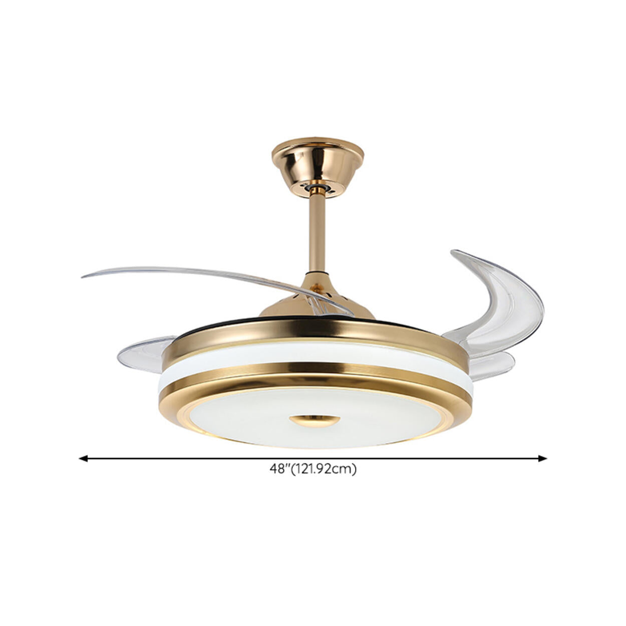 Modern Gold Retractable Chandelier Fan with Light