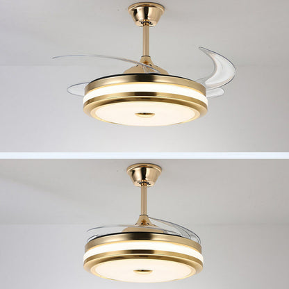 Modern Gold Retractable Chandelier Fan with Light