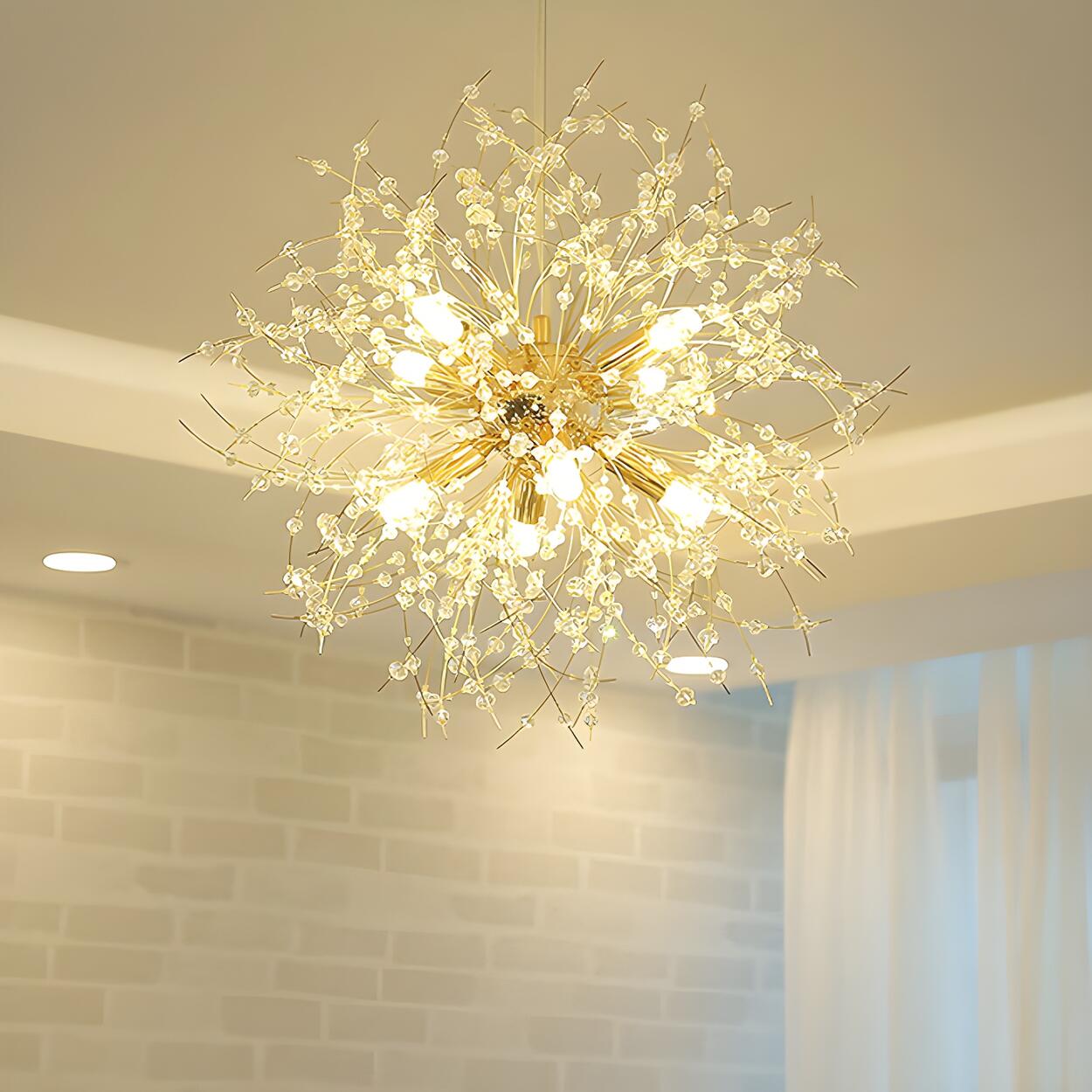 Modern Golden Firework Starburst Crystal Chandelier