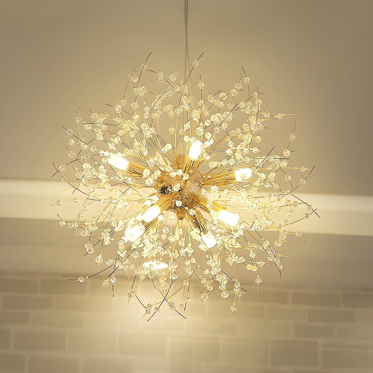 Modern Golden Firework Starburst Crystal Chandelier