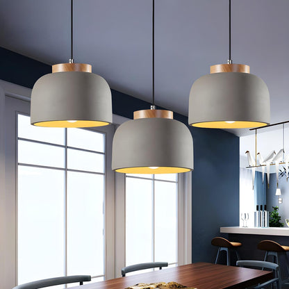 Modern Grey Cement Bowl Dining Room Pendant Light