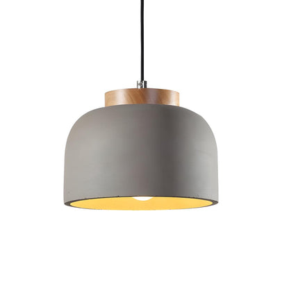 Modern Grey Cement Bowl Dining Room Pendant Light