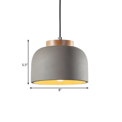 Modern Grey Cement Bowl Dining Room Pendant Light