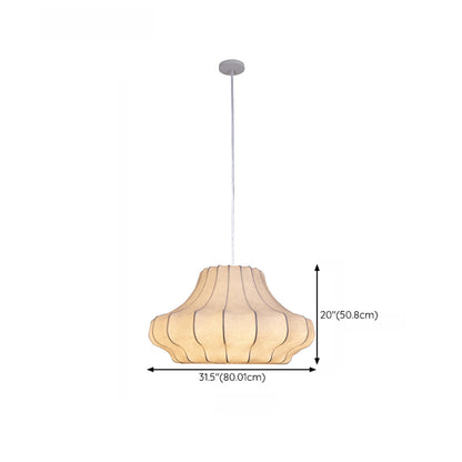 Modern Lantern White Fabric Pendant Light Flexible